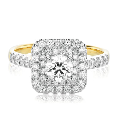 Halo 18ct Two Tone Gold Round Brilliant Cut 1 CARAT tw of Diamonds Ring