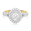Halo 18ct Two Tone Gold Oval & Round Brilliant Cut 1 CARAT tw of Diamonds Ring
