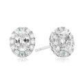 Halo 18ct White Gold Oval & Round Brilliant Cut 0.85 CARAT tw of Diamonds Stud Earrings