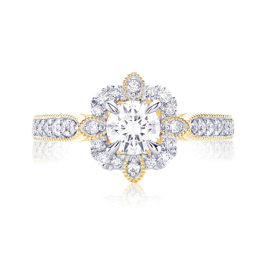 Halo 18ct Two Tone Gold Round Brilliant Cut 3/4 CARAT tw of Diamonds Ring