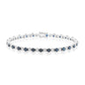 9ct White Gold Round Brilliant Cut 0.80 Carat tw of Diamonds and Sapphire Tennis Bracelet