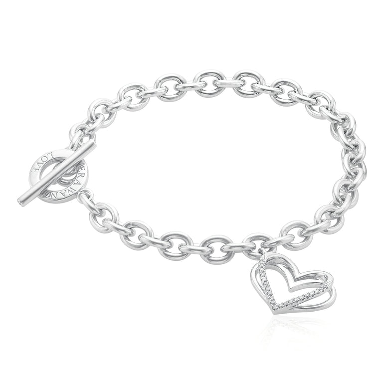 Vera Wang Sterling Silver Round Brilliant Cut 0.10 Carat tw of Diamonds Bracelet
