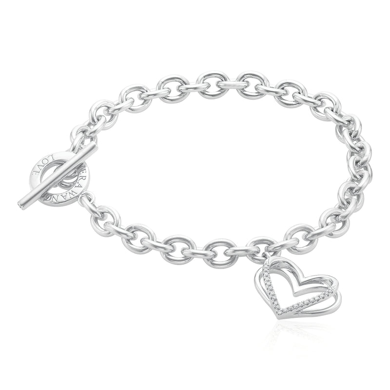 Vera Wang Sterling Silver Round Brilliant Cut 0.10 Carat tw of Diamonds Bracelet