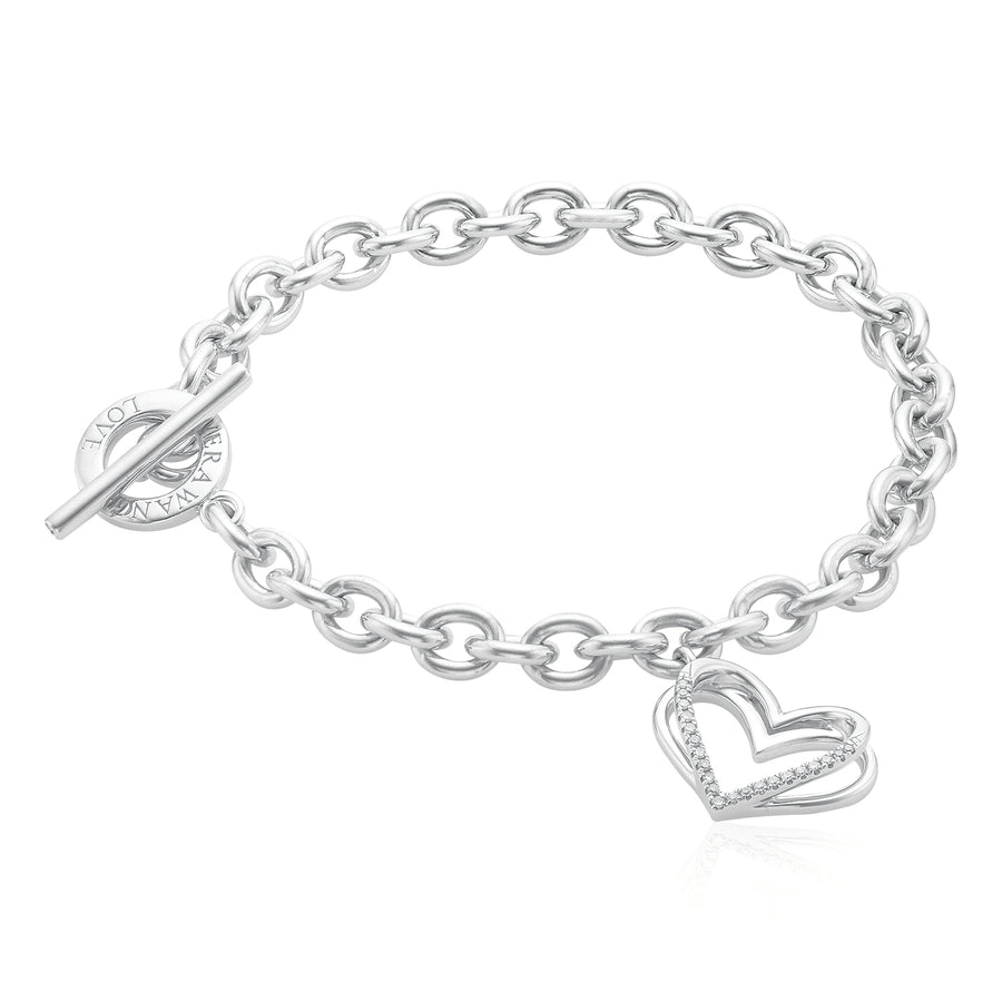 Vera Wang Sterling Silver Round Brilliant Cut 0.10 Carat tw of Diamonds Bracelet