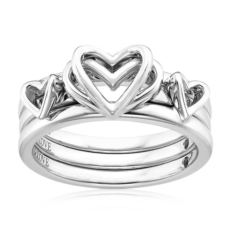 Vera Wang Sterling Silver Three Stack Ring