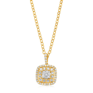 9ct Yellow Gold Round Brilliant Cut 1/3 CARAT tw of Diamonds Pendant