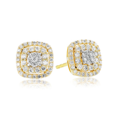 9ct Yellow Gold Round Brilliant Cut 0.38 CARAT tw of Diamonds Earrings