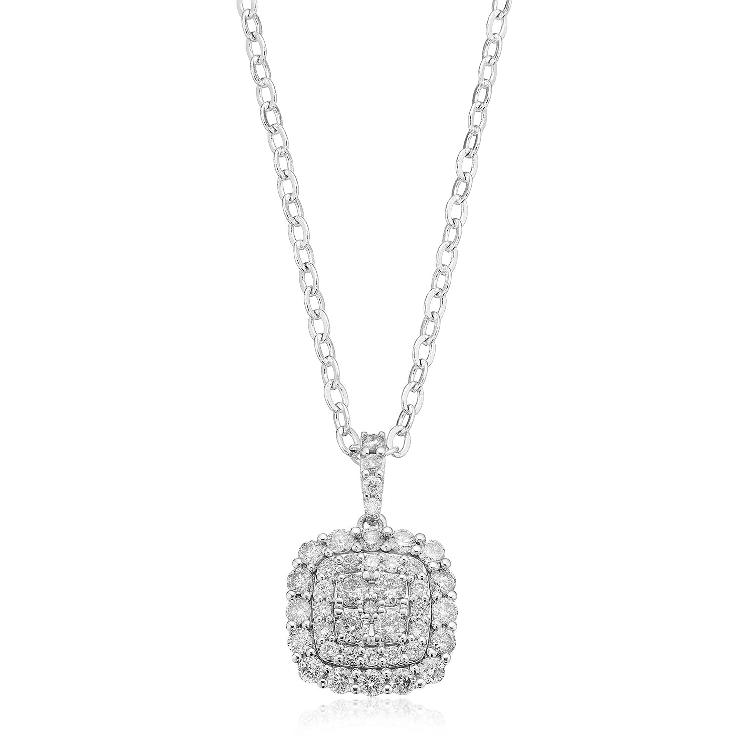 9ct White Gold Round Brilliant Cut 1/2 CARAT tw of Diamonds Pendant ...