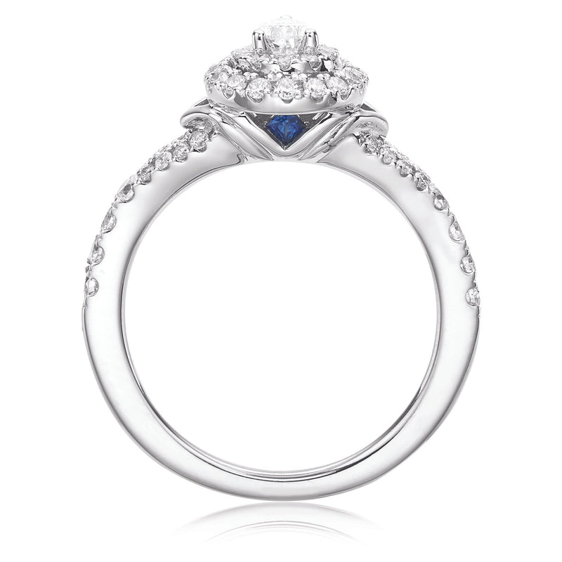 Vera Wang Love 18ct White Gold Pear & Round Brilliant Cut 3/4 Carat tw of Diamonds Ring