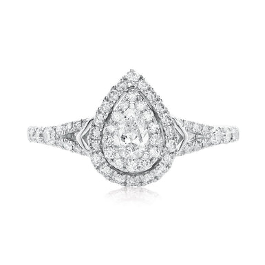 Vera Wang Love 18ct White Gold Pear & Round Brilliant Cut 3/4 Carat tw of Diamonds Ring