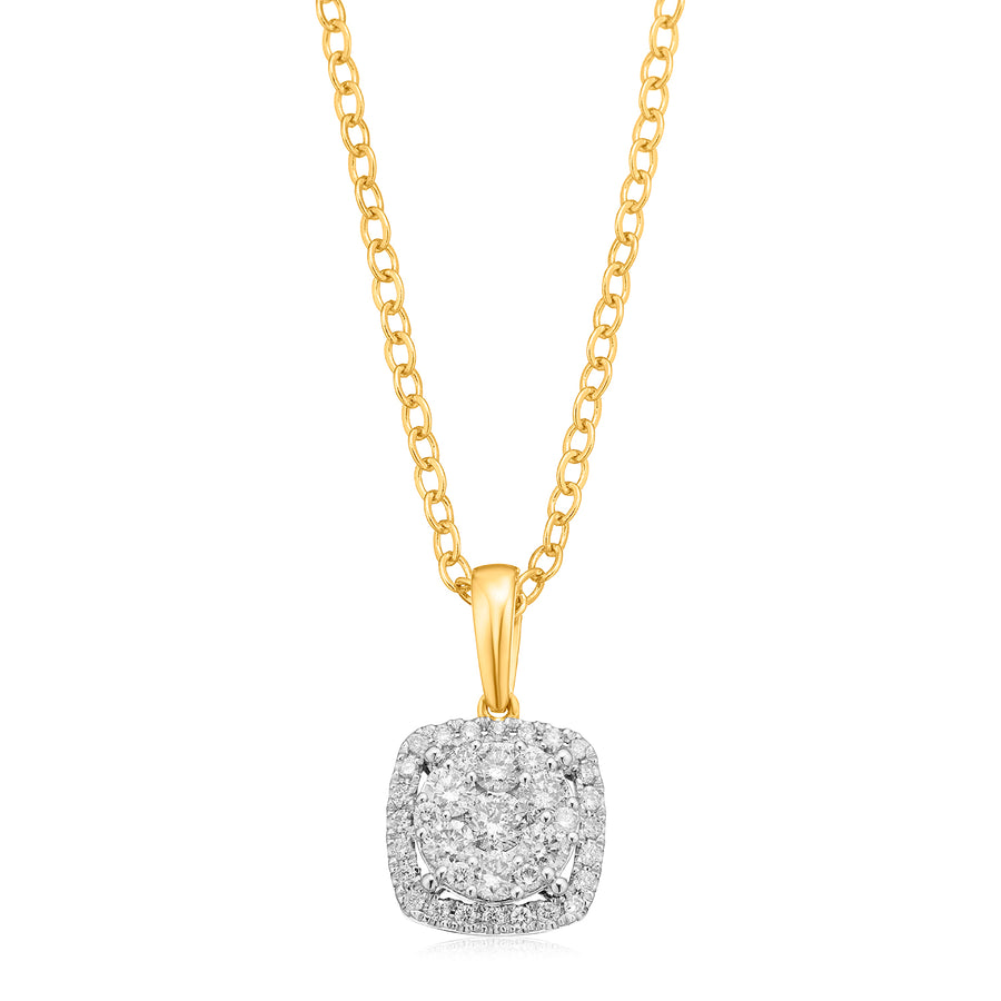 9ct Two Tone Gold Round Brilliant Cut 1/2 CARAT tw of Diamonds Pendant