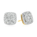 9ct Two Tone Gold Round Brilliant Cut 1 CARAT tw of Diamonds Stud Earrings