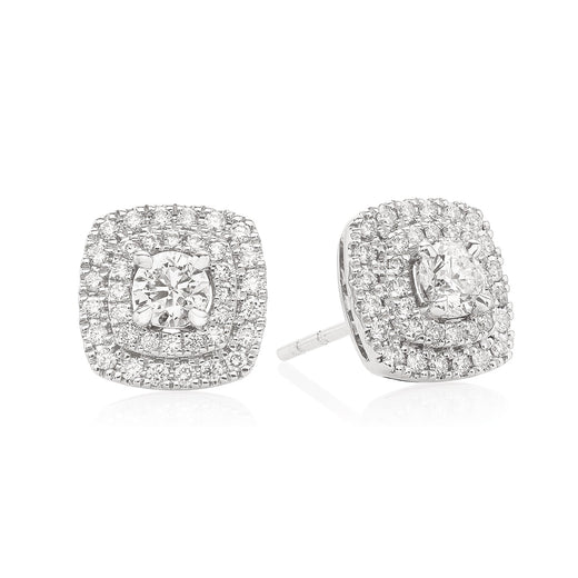 Royale Platinum Round Brilliant Cut 3/4 CARAT tw of Diamonds Earrings