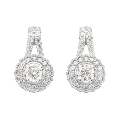 Royale Platinum Round Brilliant Cut 3/4 CARAT tw of Diamonds Earrings