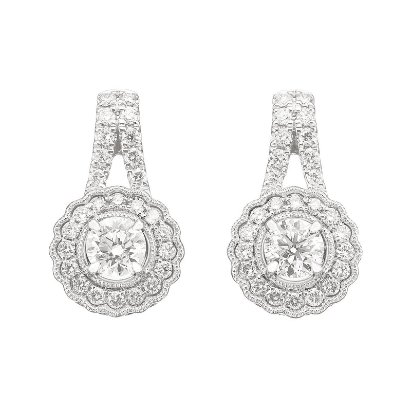 Royale Platinum Round Brilliant Cut 3/4 CARAT tw of Diamonds Earrings