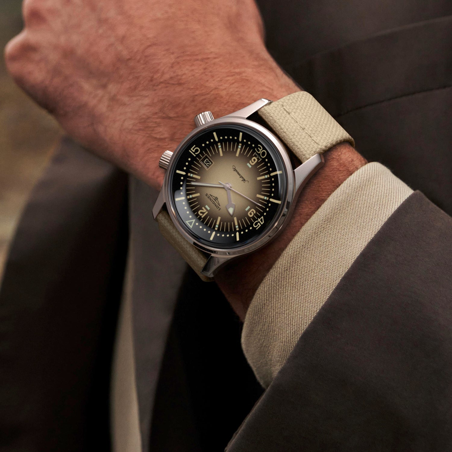 The Longines Legend Diver Beige Watch L3.774.4.30.2