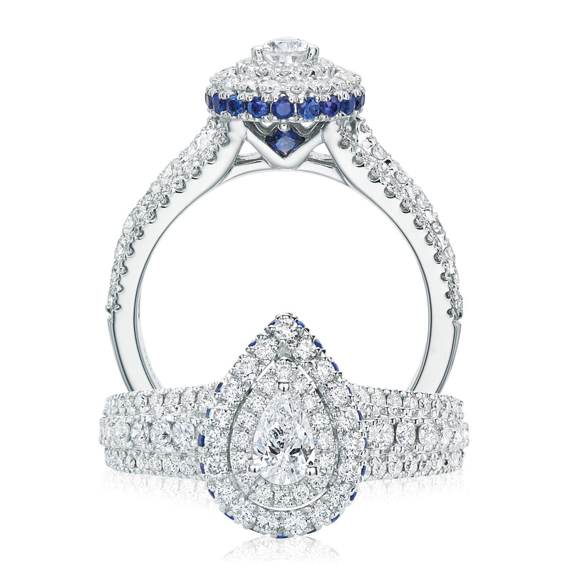 Vera Wang Love 18ct White Gold Pear & Round Cut with 1 Carat tw of Diamonds Ring
