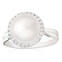 9ct White Gold Cultured Freshwater Pearl & 0.20 Carat tw of Diamonds Ring