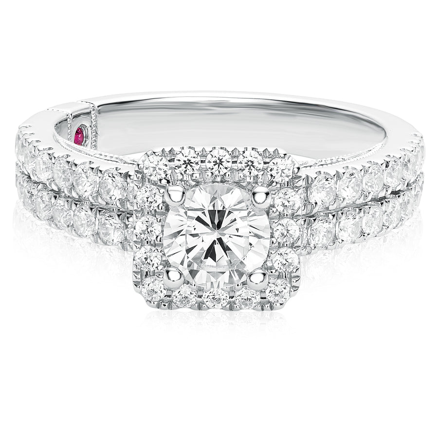 Royale Platinum Round Brilliant Cut 1 1/2 CARAT tw of Diamonds Ring