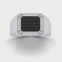 Sterling Silver Round 0.5 Carat tw Black & White Diamond Ring